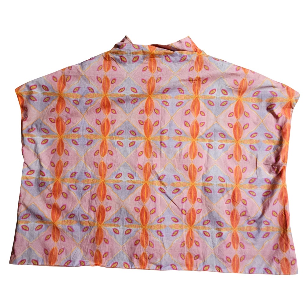 Romualda Linen Cotton Geometric Print Boxy Top S Art To Wear Coastal Resort - Picture 2 of 9
